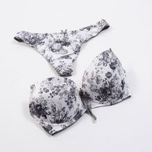 Load image into Gallery viewer, Lingerie Set Padded Sexy Print Bra and Panty Thong