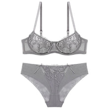 Load image into Gallery viewer, Unlined Women Flower Embroidered Underwear Lace Bra and Panty Set