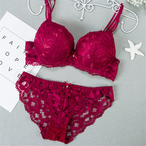 Underwear Set Sexy Lace Mesh Bra and Panty Flower