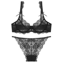 Load image into Gallery viewer, Unlined Lingerie Set Women Lace Ultra-thin Bra and Panty Sets Transparent