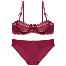 Load image into Gallery viewer, High Quality Plunge Unlined Bra Lace Embroidery Panties