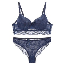 Load image into Gallery viewer, Lingerie Women Lace Embroidery Bra and Panty Set Sexy Push Up Seamless Transparent Underwear Big Plus Size Intimates for Female