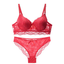 Load image into Gallery viewer, Lingerie Women Lace Embroidery Bra and Panty Set Sexy Push Up Seamless Transparent Underwear Big Plus Size Intimates for Female
