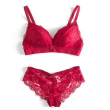 Load image into Gallery viewer, Women Adjustable Lingerie Lace Embroidery Bra And Transparent Panty Set