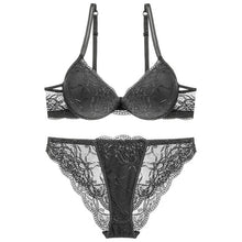 Load image into Gallery viewer, High Quality Deep V Push Up Underwear Women Sexy Lace Embroidery Floral Bra And Briefs Set