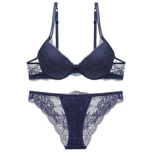 Load image into Gallery viewer, High Quality Deep V Push Up Underwear Women Sexy Lace Embroidery Floral Bra And Briefs Set